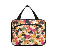 sanluoli Retro Cartoon Cats Colorato appeso trucco borsa con scomparti con gancio, designer necessità caso per articoli da toeletta per viaggiatore vacanza estuche para brochas maquillaje, retrò