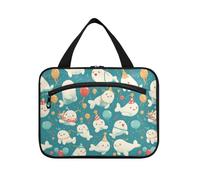 sanluoli Retro Cute Cartoon Sea Dogs appeso borsa per il viaggio con gancio, designer moda articoli da toeletta borsa per gli elementi essenziali da viaggio per le donne lavoro bolso de maquillaje
