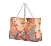 sanluoli Retro Dragonfly Anime Rosso Grande Capacità Donne Tote Bags con tasche laterali Grandi Borse Weekender con tasche con cerniera