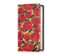 sanluoli Retro Red Rose Olio Stile Pu Leather Car Registrazione & Assicurazione Card Holder Auto Glove Box Organizer per documenti essenziali, patente di guida, carte