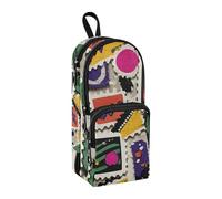 sanluoli Retro Stamp Frammenti di carta colorato Nylon 3 scomparti grande astuccio matita astuccio grande capacità astuccio per ragazzi cancelleria organizzatore per infermiere scuola superiore 1600