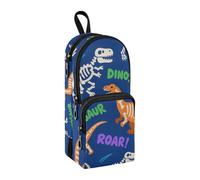 sanluoli Roaring T-rex Skull Ankylosaurus Arancione scuro Nylon 3 Scomparti Astuccio per ragazze Astuccio multiuso ed estetico Slot Matite Cancelleria Scuola per Studenti Scuole Medie 1600ml