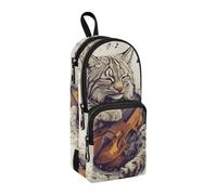 sanluoli Rural Music Lynx Play - Astuccio in nylon a 3 scomparti, per ragazze, per studio e matite, multifunzionale, in rete, per cancelleria da donna, ufficio, 1600 ml