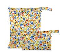 sanluoli Sacchetti asciutti riutilizzabili, confezione da 2 sacchetti bagnati per costume da bagno con manici per fare il bagno, yoga (fiori impressionisti colorati)