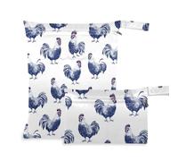 sanluoli Sacchetti riutilizzabili per bagnati, confezione da 2 pezzi essenziali da viaggio per bambini con manici per fare il bagno, la palestra (gallo blu navy)