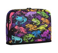 sanluoli Sacchetto di matita di grande capacità di trucco borse multifunzionale moneta per Preppy High School Cartoon Frogs Rainbow Color