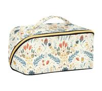 sanluoli Safari Bohemian Simle Flowers Cosmetic Bag con divisori Leggero Grande Make Up Bag verticale autoportante