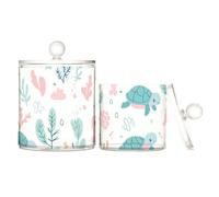 sanluoli Safari - Scatole portaoggetti in plastica trasparente con coperchio, elementi essenziali per il bagno, per riporre il filo interdentale, per tamponi di cotone, tamponi di cotone, plettri per