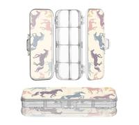 sanluoli Scatola di plastica trasparente semplice di matita di cavallo variopinto scatole di caso delle penne di doppio strato per la scuola con scatto e coperchio