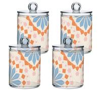 sanluoli Scatole portaoggetti in plastica trasparente blu e arancione con coperchio per cassettiera, contenitori decorativi per tamponi di cotone, tamponi di cotone, plettri, graffette, fermagli per