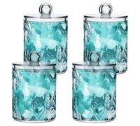 sanluoli Scatole portaoggetti in plastica trasparente con coperchio, motivo lupo estetico, con coperchio, piccoli contenitori decorativi per tamponi di cotone, tamponi di cotone, plettri, graffette