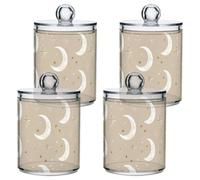 sanluoli Scatole portaoggetti in plastica trasparente con coperchio, motivo stelle e lune, con coperchio, piccoli contenitori decorativi per tamponi di cotone, tamponi di cotone, plettri, graffette