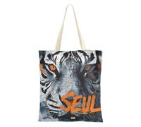 sanluoli Seaul Tigers Sketch Canvas Tote Tote Tote Bag riutilizzabile con tasche per la spesa e il mercato degli agricoltori 40,6 x 38,1 cm essenziale per la scuola