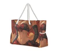 sanluoli Sexy Anime Girl Little Devil Grande Capacità Donna Tote con tasche laterali Borsa Carry On con portabicchieri sul lato