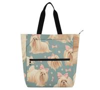sanluoli Simpatica borsa a secchiello retrò rustica con cani per ragazzi ragazze donne, gotica grande borsa della spesa con cerniera per scuola, shopping, spiaggia, forniture scolastiche arcobaleno