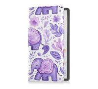 sanluoli Simple Safari Boho Purple Elephants PU Leather Car Registrazione e Assicurazione Holder Portafoglio Accessori Custodia per Carte, Essenziale Documento Patente di Guida