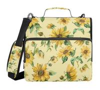 sanluoli Slow Style Sunflower Gold Sage Green 3,8 cm 3 anelli con cerniera borsa raccoglitore con manico e tracolla rimovibile tasche multiple portatile Homravel borsa portaoggetti sicura per la