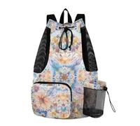 sanluoli Stile boho floreale floreale fresco primavera semplice coulisse zaino tirare stringa indietro zaino con tasca bottiglia d'acqua separazione bagnato e asciutto