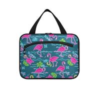 sanluoli Summer Neon Flamingo Coconut Tree Blue Hanging toilette borsa da viaggio con gancio, accessori di design borse trucco per viaggiare donne toilette bolsas para maquillaje de mujer, Estate neon