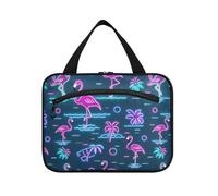 sanluoli Summer Neon Flamingo Wave Navy Blue Hanging borsa da barba per gli uomini viaggio con gancio, designer essenziale trucco organizzatore borsa per viaggio deve crociere bolsa para maquillaje