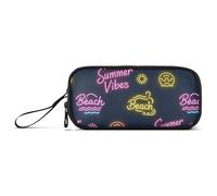 sanluoli Sun Neon Summer Vibes Beach Astucci di Nylon per studenti universitari Astuccio di grande capacità per la scuola Cancelleria per i bambini della scuola