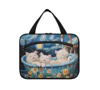 sanluoli Sweet Selkirk Rex Cats Retro Vasca da bagno appeso kit da barba borsa da viaggio con gancio, borsa per il trucco pieghevole di design per auto per gli elementi essenziali da viaggio per le