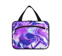sanluoli Swirl Blu Viola appeso viaggio trucco borse donna con gancio, designer pieghevole trucco borsa per le donne viaggio campeggio estuche para guardar maquillaje, Swirl Blu Viola