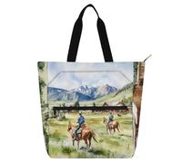 sanluoli The Cowboy Ranch in Montana - Borsa a tracolla per bambini, donne, uomini, gotica, grande, con cerniera, per scuola e tempo di gioco, materiale scolastico arcobaleno