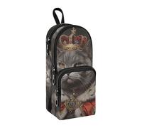 sanluoli The Grey Cat King Fun Nylon 3 Scomparti Matite Borsa per Adolescenti Astuccio Multiuso ed Estetico Per Ragazze Cancelleria per Adolescenti Forniture scolastiche 1600ml