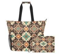sanluoli Tote bag grande, Weekender Tote Bag 2 PCS | Portatile e portatile con cerniera e tasche in rete, per giocattoli, asciugamani, viaggi, crociera, motivo astratto piatto