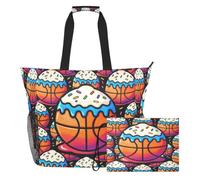 sanluoli Tote Bag Viaggio, Weekender Tote Bag 2 PCS | Resistente alla sabbia e alla sabbia, con cerniera e tasche in rete, per piscina, crociera, spiaggia, gelato, basket