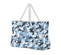 sanluoli Tote blu di grande capacità del camuffamento per le donne con le tasche laterali Borse per il lavoro con i portabicchieri sul lato
