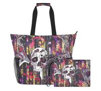 sanluoli Tote Carry On Bagagli, Weekender Bag 2 PCS | Grande capacità e grande capacità con cerniera e tasche in rete, per viaggi, palestra, falce della morte