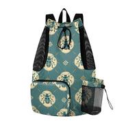 sanluoli Tradizionale modello cinese Lady Bug Teal coulisse borse per uomo donna borsa sportiva con tasca bottiglia d'acqua separazione bagnato e asciutto