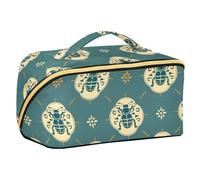 sanluoli Tradizionale modello cinese Lady Bug Teal Trucco Borse con divisori Impermeabile Cosmetic Bag Per Le Donne Verticale Free-Standing