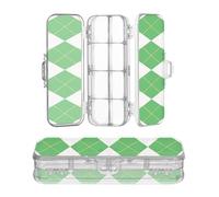 sanluoli Trendy Verde A Scacchi Plaid Buffalo Oro Plastica Matita Box Trasparente Doppio Strato Penne Trasparente Scatole Caso Per I Bambini Con Coperchio