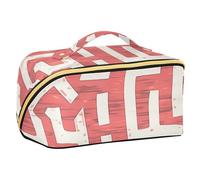 sanluoli Trousse per trucco con motivo labirinto bianco e rosso con divisori Borsa da toilette essenziale per accessori da viaggio da donna