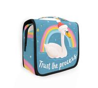 sanluoli Trust The Process Swan appeso kit da barba borsa da viaggio con gancio, borse cosmetiche compatte di design per le donne devono zaino in spalla
