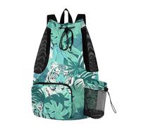 sanluoli Turismo Illustrazione Tigri Turchese Coulisse Borse Per Uomini Donne String Bag Per La Scuola Con Tasca Bottiglia D'acqua Separazione Bagnato e Secco
