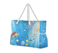 sanluoli Turtle Sea Ocean Animals Robuste Totes per le donne con tasche laterali Tote Bag Portatile con portabicchieri sul lato