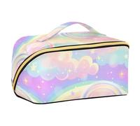 sanluoli Una borsa per il trucco pastello arcobaleno cielo con divisori leggera borsa cosmetica da viaggio accessori da viaggio