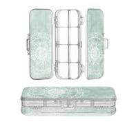sanluoli Una morbida scatola di plastica trasparente con sfondo verde salvia per penne a doppio strato per forniture artistiche con coperchio a scatto