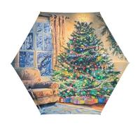 sanluoli UV50+ ombrello pieghevole acqua, sole e pioggia resistente portatile e leggero ombrelli per pioggia pesante auto aperto sombrillas de lluvia-albero di Natale Warm House
