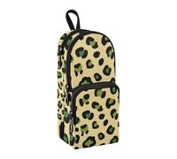 sanluoli Verde Giallo Leopard Print Nylon 3 Scomparti Penna Storage Bag Studio & Multifunzionale Astuccio Per Scuola Superiore Cancelleria Organizzatore per Studenti Scuole Forniture scolastiche