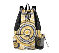 sanluoli Vintage Circle Pattern Arancione e Blu Navy Borse Con Coulisse Per Gli Uomini Delle Donne Sacchetto Della Stringa Con Il Supporto Della Bottiglia D'acqua