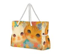 sanluoli Vintage Cute Cats Portable Large Work Tote con tasche laterali Tote Bag Donna per spiaggia, scuola e lavoro