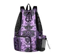 sanluoli Vintage Flower Pattern Nero e Viola Coulisse Borse Da Palestra Per Uomo Donna Cinch Sacchi Con Tasche Interne Separazione Asciutto Bagnato