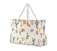sanluoli Western Cowboy Boho Cactus Grande Capacità Tote Bag Con Tasche con Tasche Laterali Da Donna Weekender Viaggio con portabicchieri sul lato