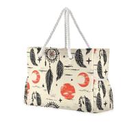 sanluoli Western Cowboy Dream Catcher Portable Beach Totes Borse con tasche laterali Borsa Donna con portabicchieri sul lato