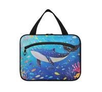 sanluoli Whale Sea Animals Blue hangingarge make up bag con gancio, designer essenziale make up borse per papà vacanza bolsa de maquillaje para mujer, animali marini balena blu